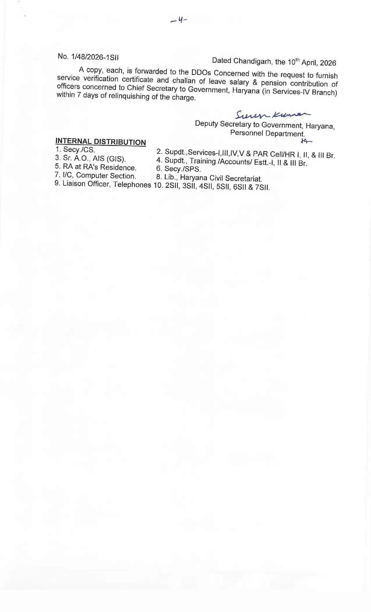 Haryana IAS HCS Transfer List 10 April 2026
