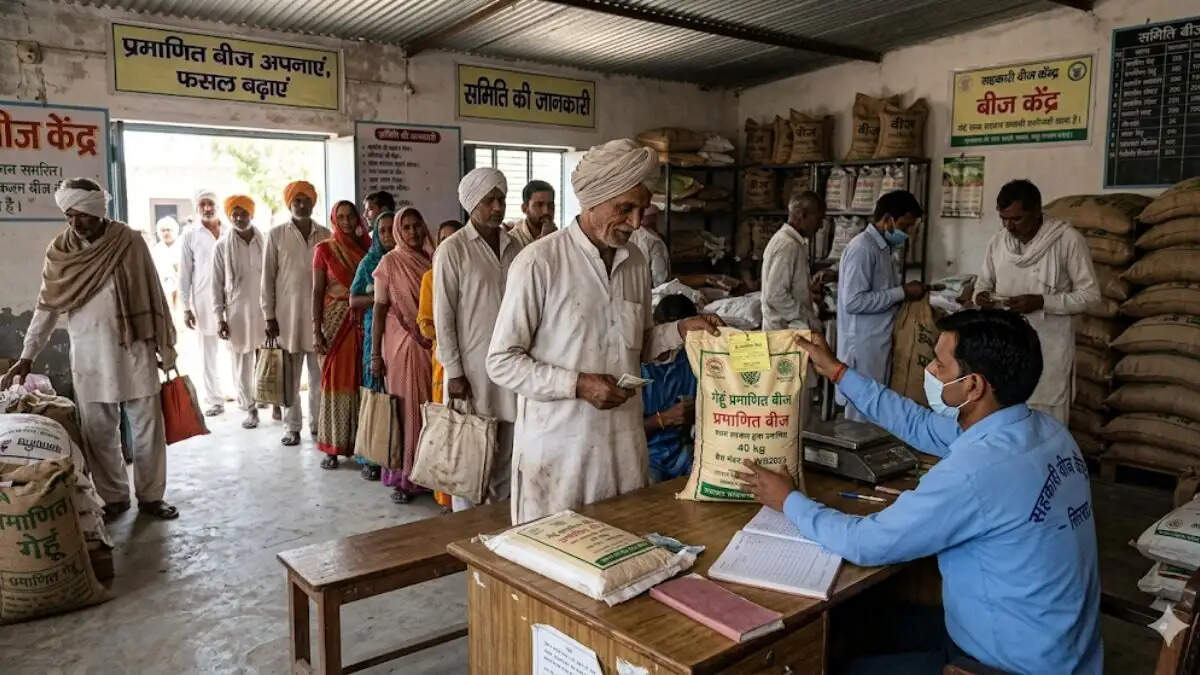 सिरसा में कृषि विभाग की योजना के तहत अनुदानित दरों पर गेहूं और धान के प्रमाणित बीज खरीदते किसान
