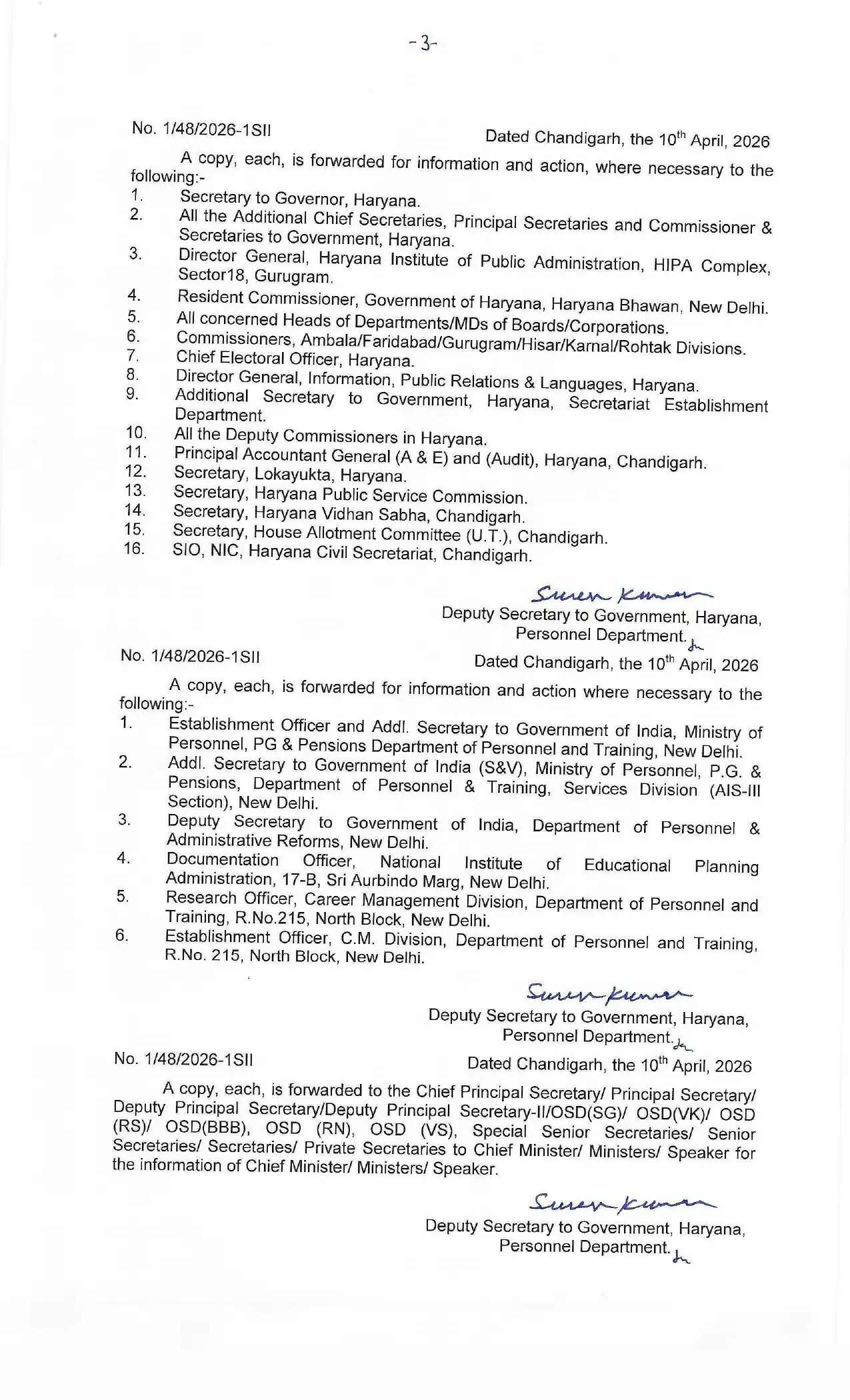 Haryana IAS HCS Transfer List 10 April 2026
